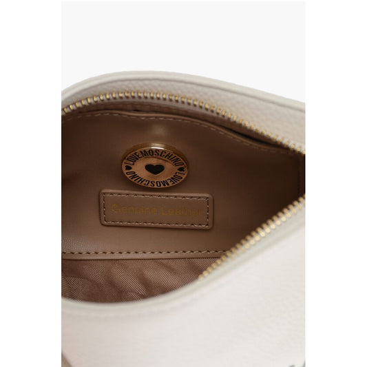 Moschino LOVE Textured Leather Shoulder Bag with Logo-Print