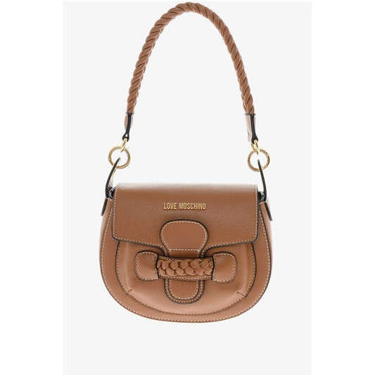 Moschino LOVE Faux Leather Saddle Bag with Braided Details