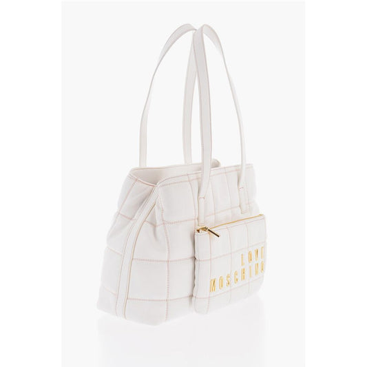 Moschino LOVE Quilted Faux Leather Shoulder Bag with Golden Logo