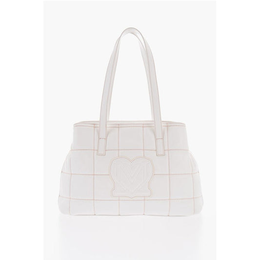 Moschino LOVE Quilted Faux Leather Shoulder Bag with Golden Logo