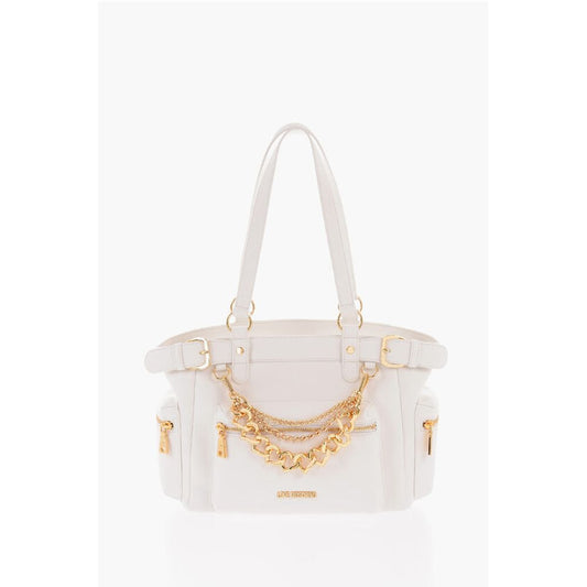 Moschino LOVE Faux Leather Shoulder Bag with Removable Golden Charm