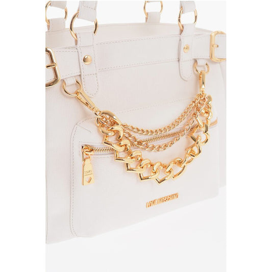 Moschino LOVE Faux Leather Shoulder Bag with Removable Golden Charm