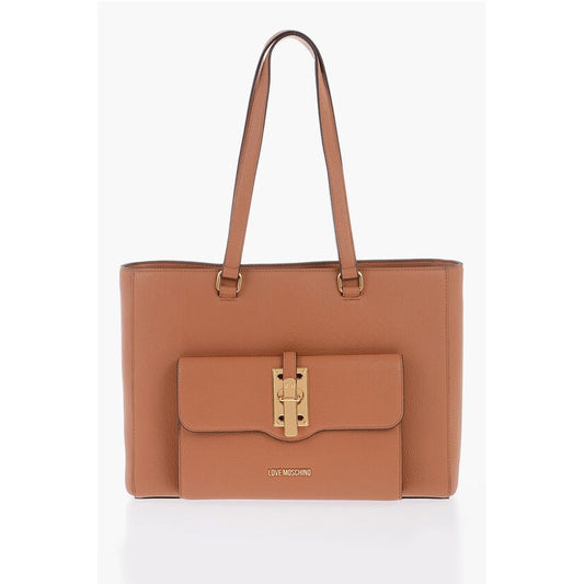 Moschino LOVE Faux Leather Tote Bag with Golden Details