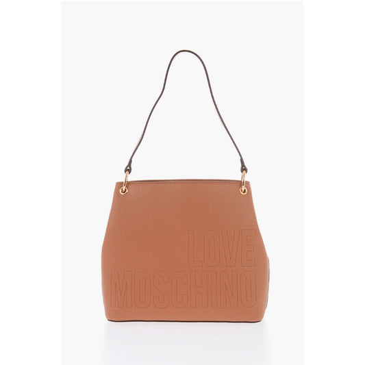 Moschino LOVE Faux Leather Shoulder Bag with Golden Details