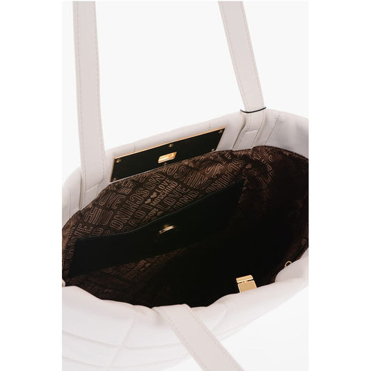 Moschino LOVE Quilted Faux Leather Tote Bag with Turn Lock Closure