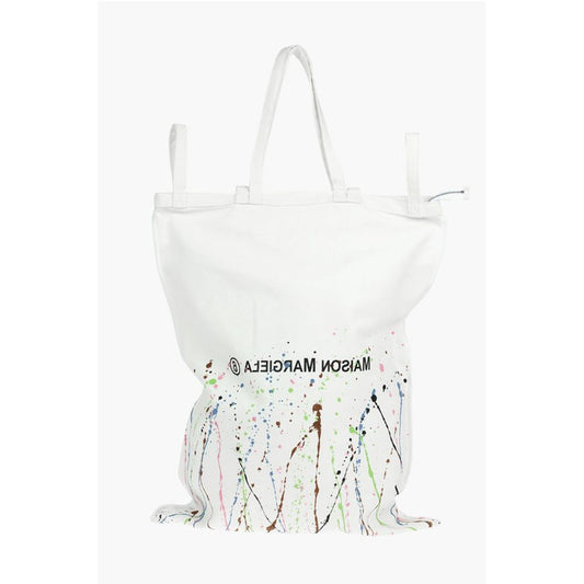 Maison Margiela MM6 Canvas Maxi Tote Bag in PAINT-SPLATTER Print with Logo