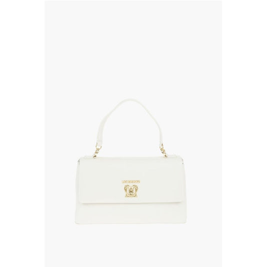 Moschino LOVE Faux Leather Bag with Front Monogram and Turn Lock Clos