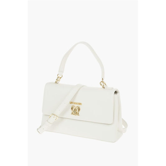 Moschino LOVE Faux Leather Bag with Front Monogram and Turn Lock Clos