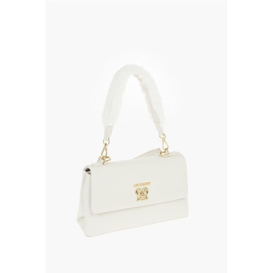 Moschino LOVE Faux Leather Bag with Front Monogram and Turn Lock Clos