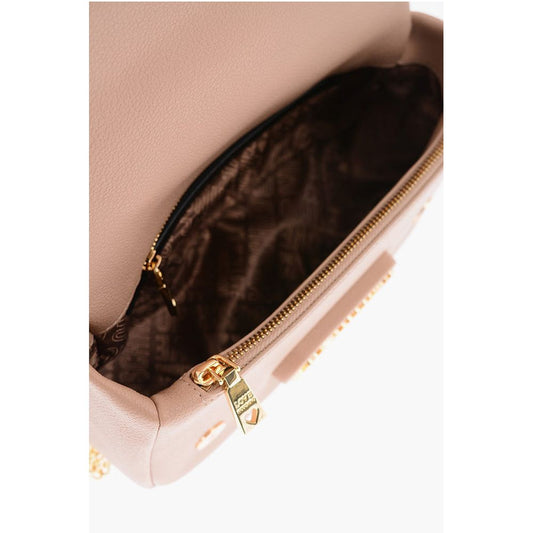 Moschino LOVE Textured Faux Leather Shoulder Bag with Golden Logo