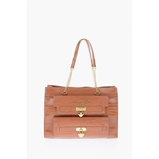 Moschino LOVE Crocodile Effect Faux Leather Tote Bag