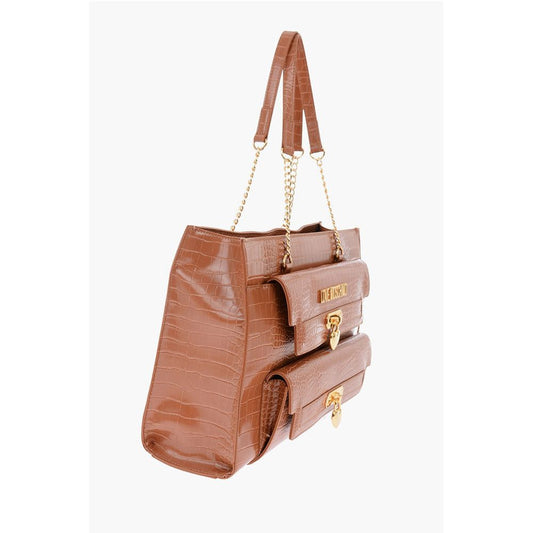 Moschino LOVE Crocodile Effect Faux Leather Tote Bag