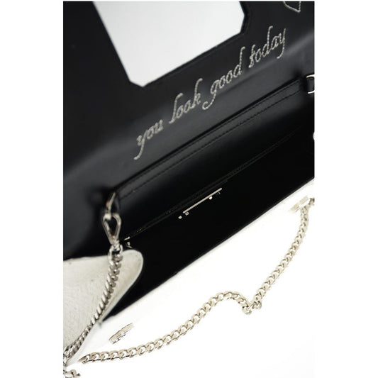 Philipp Plein Crocodile Effect Leather Clutch with Claw Rings