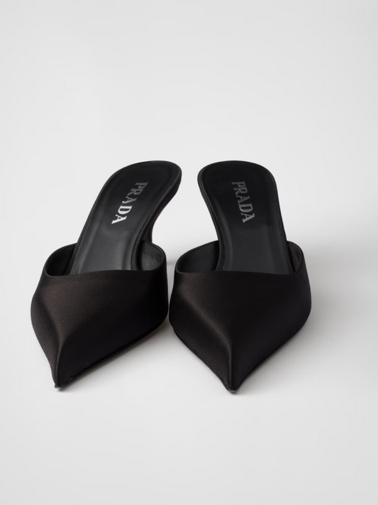 Prada Black Satin Sabot