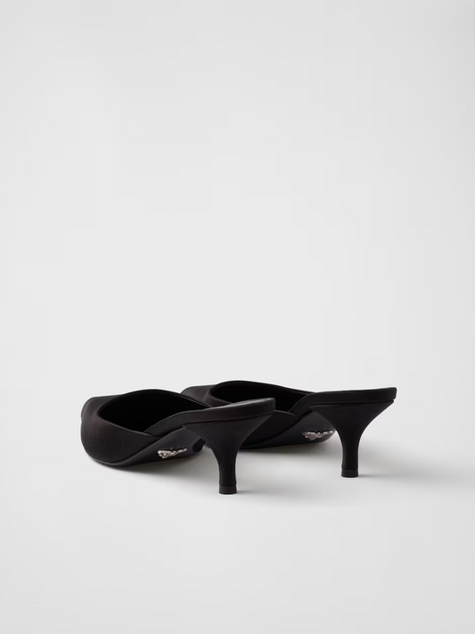 Prada Black Satin Sabot