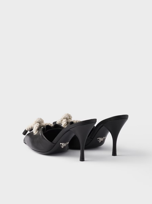 Prada Black Nappa Leather Rope Detail  Sandals