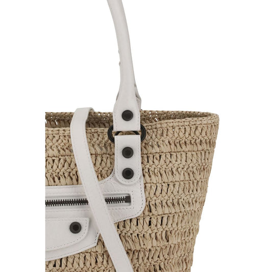 Balenciaga Le City small straw Shoulder Bag