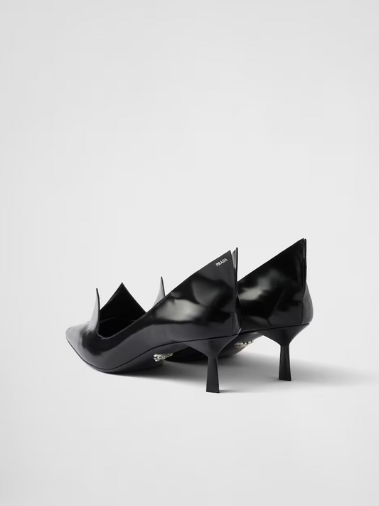 Prada Black Brushed Leather Pumps