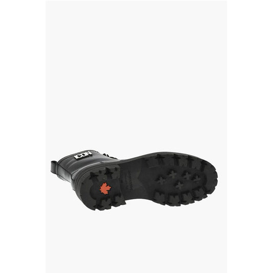 Dsquared² Leather ICON CLUBBING Combat Boots With Side Zip