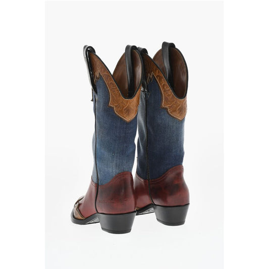 Dsquared² Denim VINTAGE Texan Boots With Leather Details