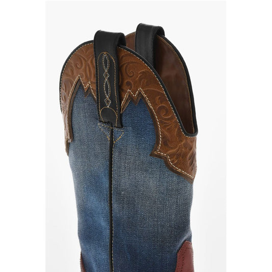Dsquared² Denim VINTAGE Texan Boots With Leather Details