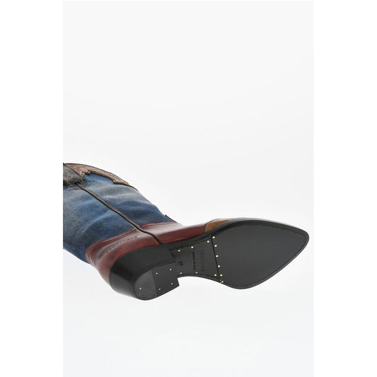 Dsquared² Denim VINTAGE Texan Boots With Leather Details