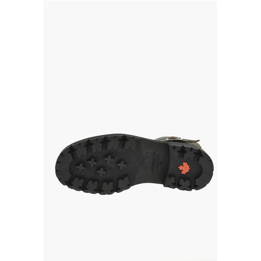 Dsquared² Vintage Effect Leather Combat Boots With Buckle