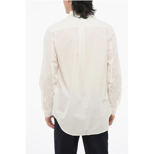 Ten c Solid Color Cotton and Nylon Shirt with Breast Pocket