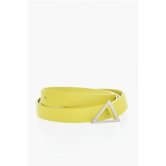 Bottega Veneta Leather Belt with Silver-Tone Triangle Buckle 20mm