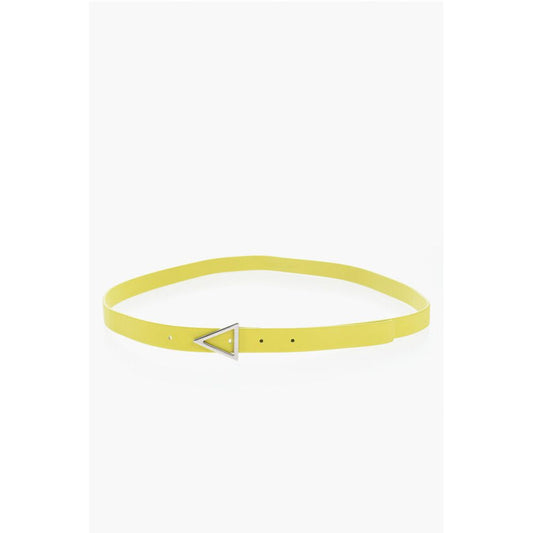 Bottega Veneta Leather Belt with Silver-Tone Triangle Buckle 20mm