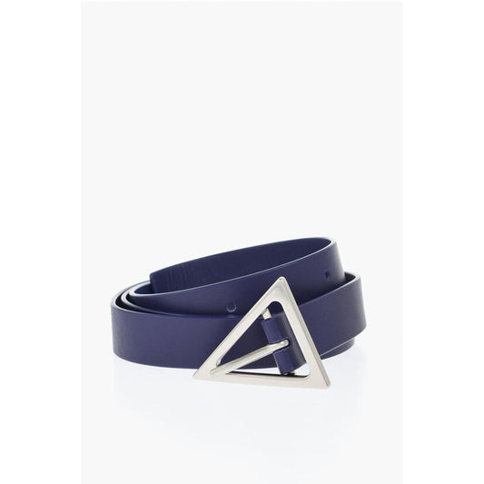 Bottega Veneta Solid Color Leather Belt with Triangle Buckle 25mm