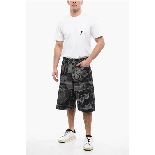 Off-White High Waisted Jacquard XRAY Denim Shorts