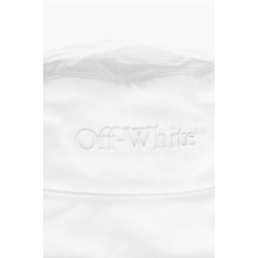 Off-White Solid Color Bucket Hat with Embossed Logo