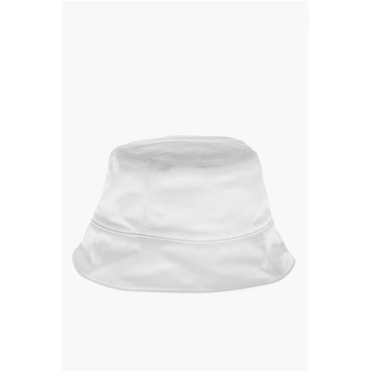 Off-White Solid Color Bucket Hat with Embossed Logo