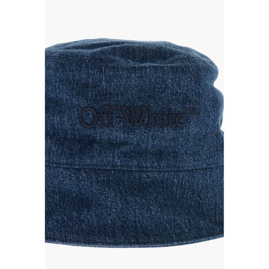 Off-White Denim Bucket Hat with Embossed Logo