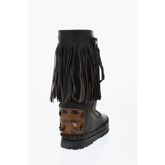 Dsquared² Leather FRINGES Mid Boots