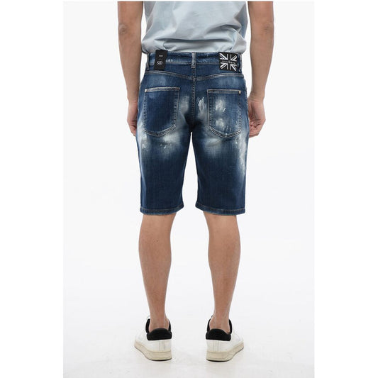 John Richmond Bleached Effect Regular Fit Bermuda Jeans