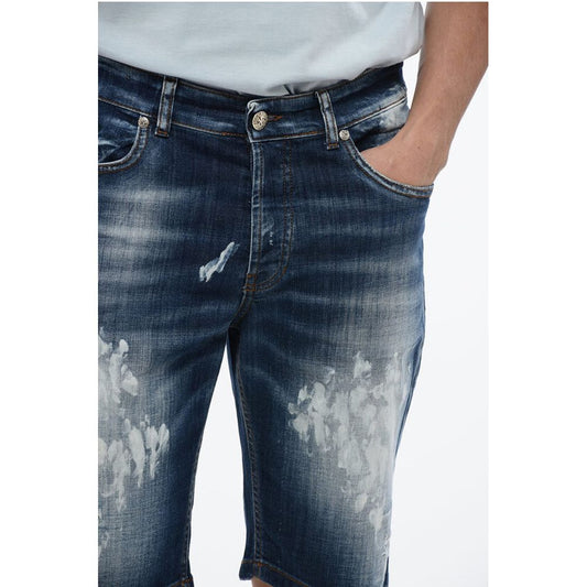 John Richmond Bleached Effect Regular Fit Bermuda Jeans