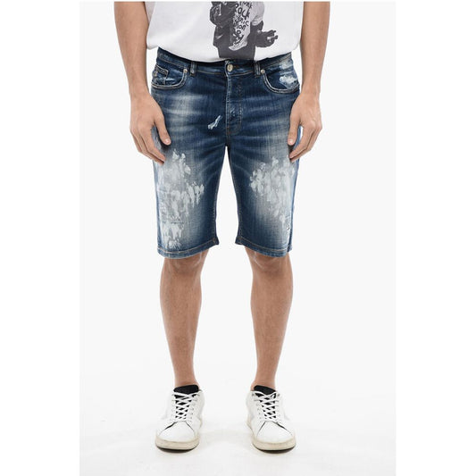 John Richmond Bleached Effect Regular Fit Bermuda Jeans