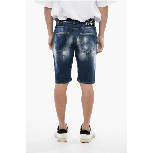 John Richmond Bleached Effect Regular Fit Bermuda Jeans