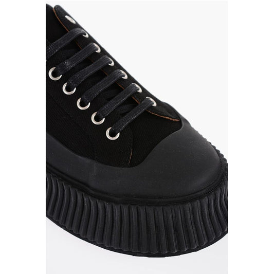 Jil Sander Lace-up Canvas Sneakers with Chunky Sole
