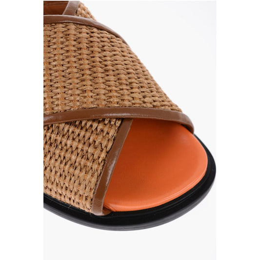Marni Leather and Raffia Sandals with Buckle Closure