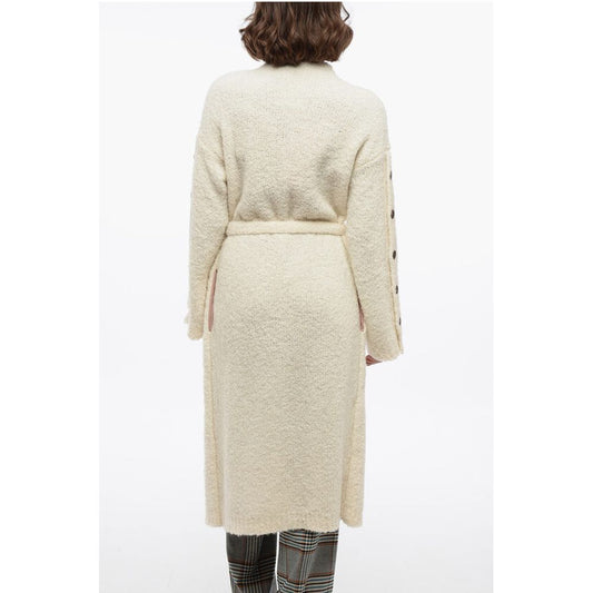 Co.go Blended Alpaca Wool Long Cardigan with Buttoms Detail
