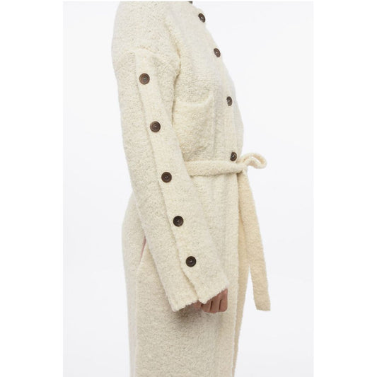Co.go Blended Alpaca Wool Long Cardigan with Buttoms Detail