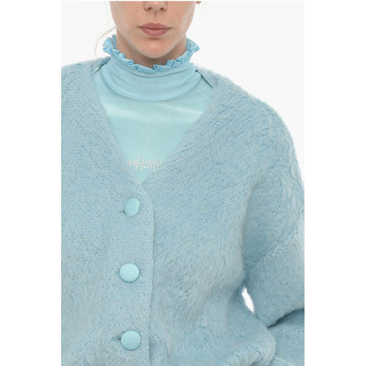Adriana Hot Couture V-Neck Solid Color Fluffy Cardigan