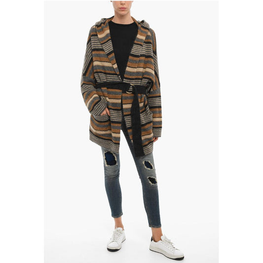 Woolrich Striped Maxi Cardigan with Belt