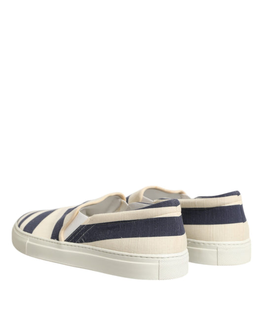 Jucca Blue White Striped Canvas Men Low Top Casual Shoes