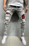 Slight elastic cotton blend knit solid denim jeans with slant pockets