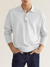 Long Sleeve V Neck Button Men's Casual Top Polo Shirt