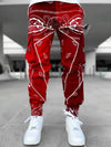 New printed cashew flower harem pants men's loose high street multi-pocket overalls